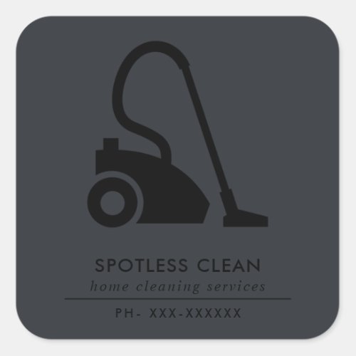 BLACK GREY SIMPLE VACUUM CLEANER CLEANING SERVICE SQUARE STICKER