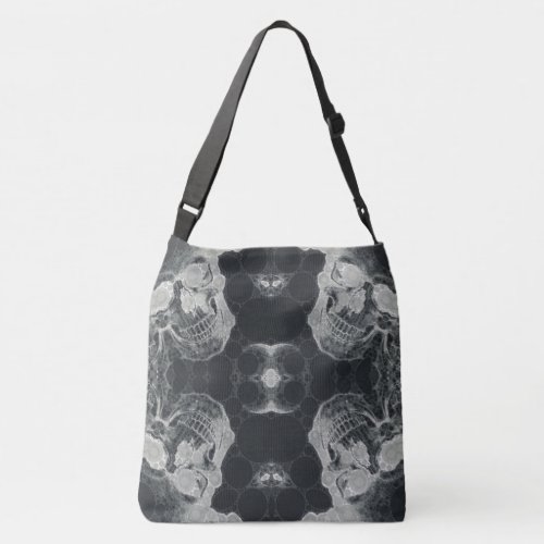 Black Grey Skull Grunge Crossbody Bag