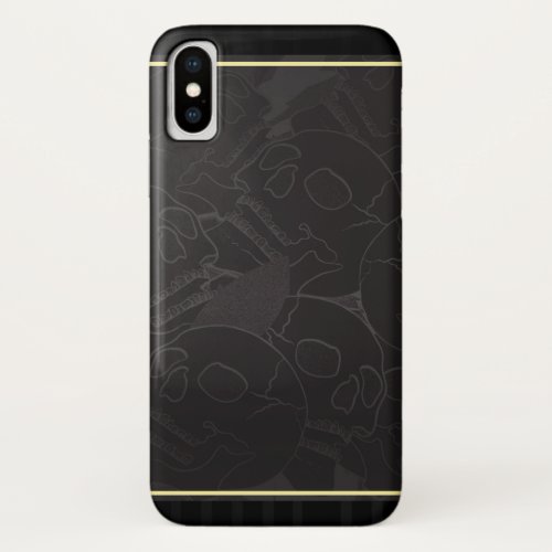 Black  Grey Skulls Gothic iPhone XS Case