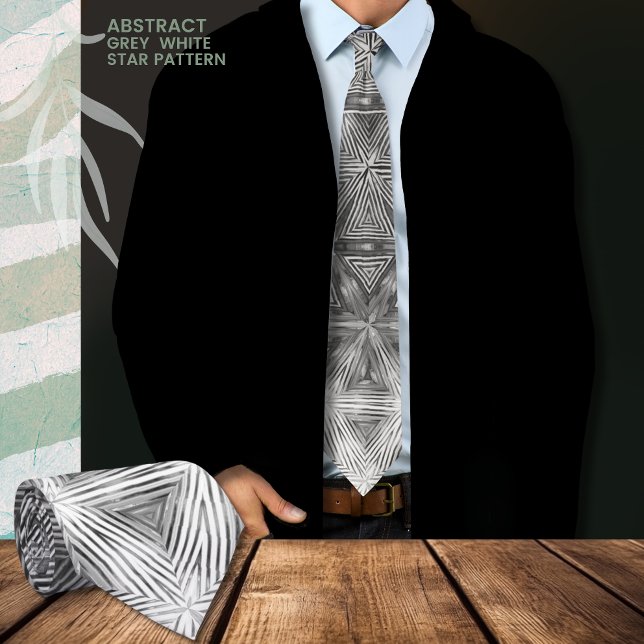 Black Grey  Star Pattern Neck Tie (Black Grey Star Pattern Neck Tie)