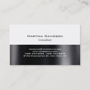 Black Grey Stripe White Plain Business Card