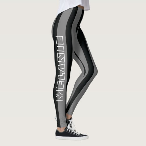 Black Grey Stripes Comfy Cosy Sportswear Workout  Leggings