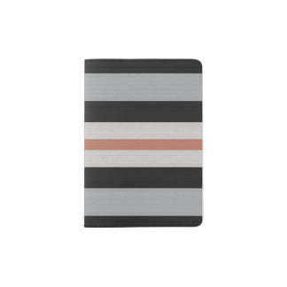 black grey stripes passport holder
