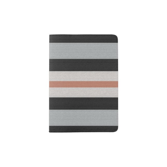 black grey stripes  passport holder (Front)