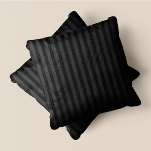 Black & Grey Stripes Throw Pillow