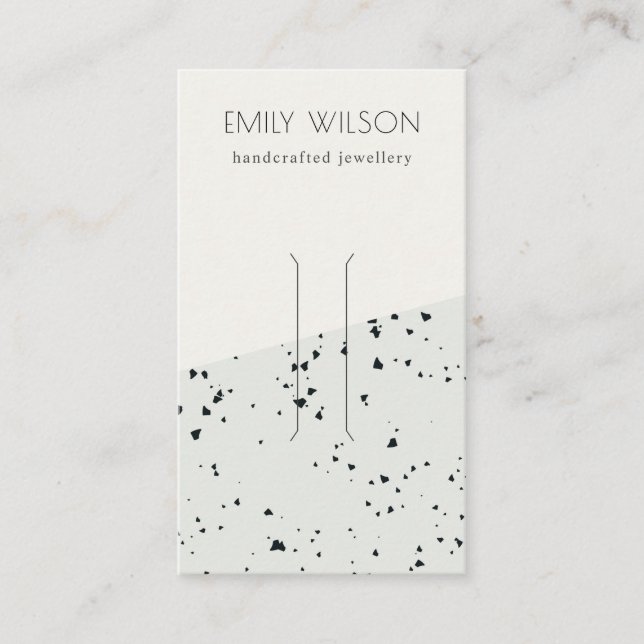 Black Grey Terrazzo Texture Hair Clip Display Business Card (Front)