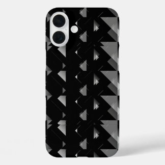 Black Grey Triangle Geometrical Patterned iPhone 16 Plus Case