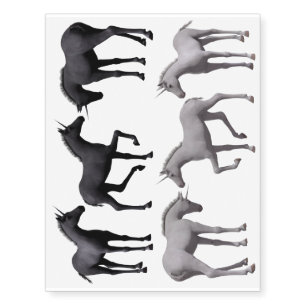BLACK & GREY UNICORNS TEMPORARY TATTOO