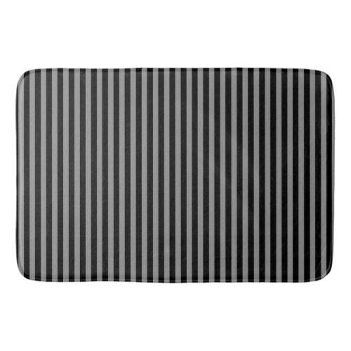 Black Grey Vertical Stripes Striped Pattern Chic Bath Mat