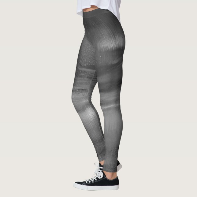 Black Grey White Abstract Dance Leggings (Left)