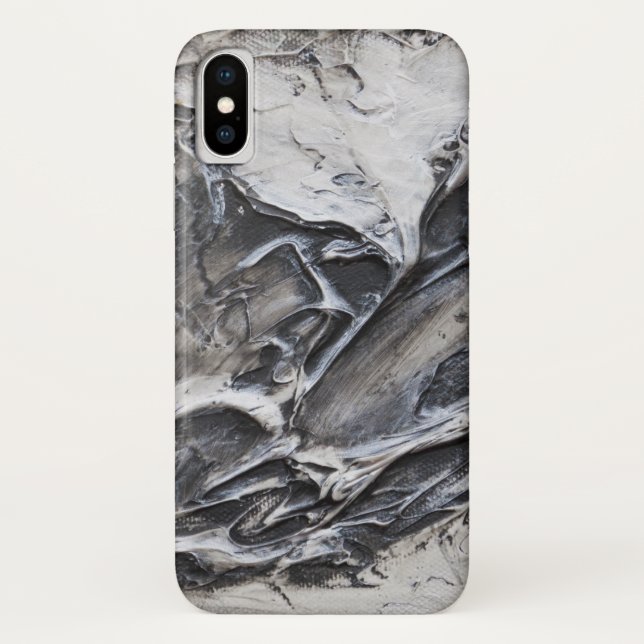 Black, Grey, White Abstract Painted iPhone Case (Back)