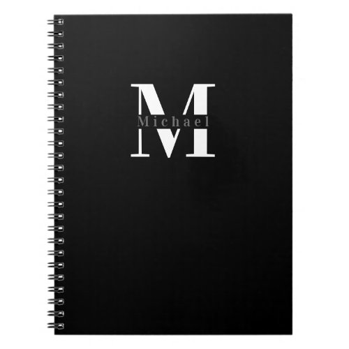 Black Grey White Modern Classic Monogram Notebook