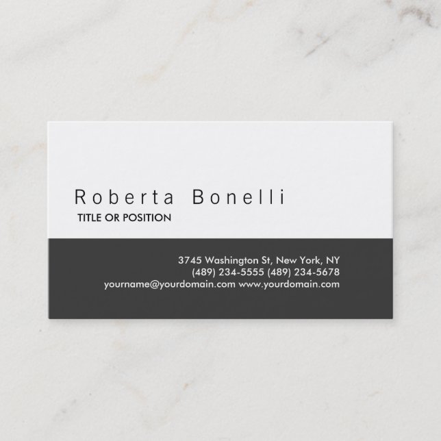 Black Grey White Plain Business Card (Front)