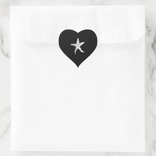 Black-grey-white seashell casual wedding heart sticker