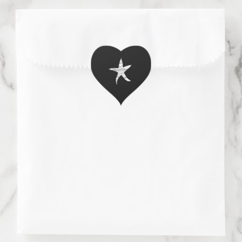 Black_grey_white seashell casual wedding heart sticker