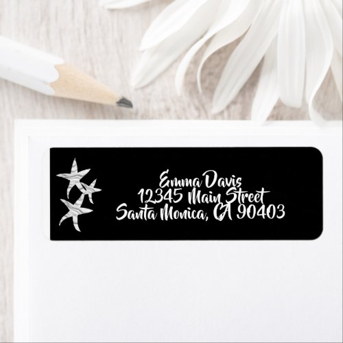 Black_grey_white seashell casual wedding  label