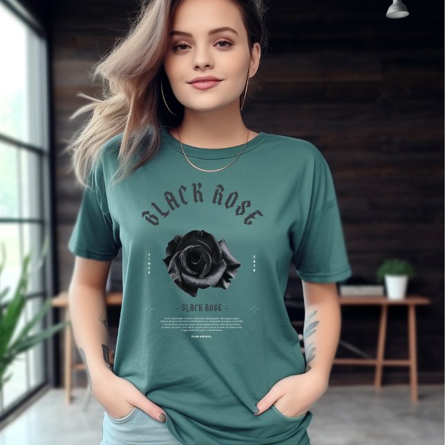 Black Grey White Typography Black Roses T-Shirt (Creator Uploaded)