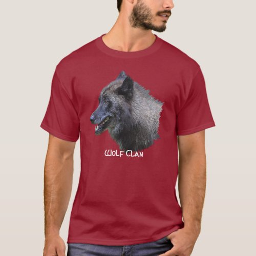 Black Grey Wolf Head Wildlife Wolf Clan T_Shirt