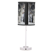Black Grey Wolf Portrait Wildlife Art Table Lamp (Back)