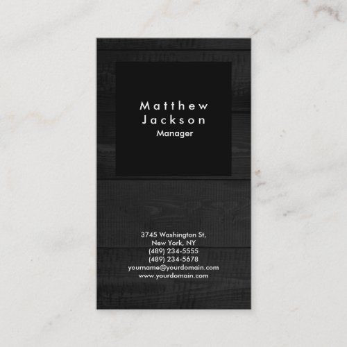 Black  Grey Wood Modern Plain Professional Business Card