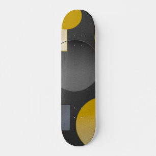 BLACK GREY YELLOW GEOMETRIC SHAPES   SKATEBOARD