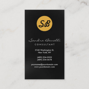 Black Grey Yellow Monogram Business Card