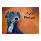 Black Greyhound birthday card (a396) (Front Horizontal)