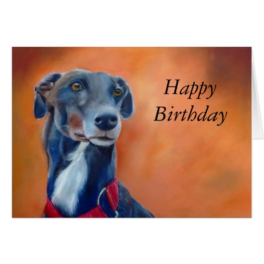 Black Greyhound birthday card (a396) (Front Horizontal)