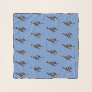 Black Greyhound Dog Art Chiffon Scarf
