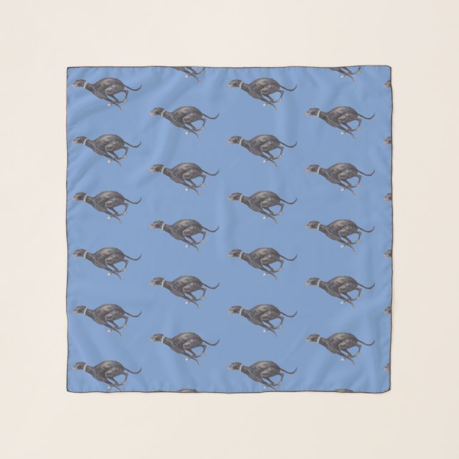 Black Greyhound Dog Art Chiffon Scarf (Front)