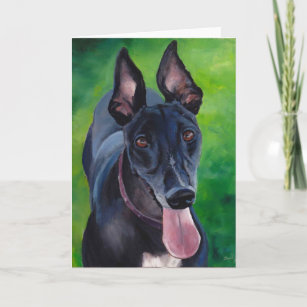 Black Greyhound Dog Art Greeting Card