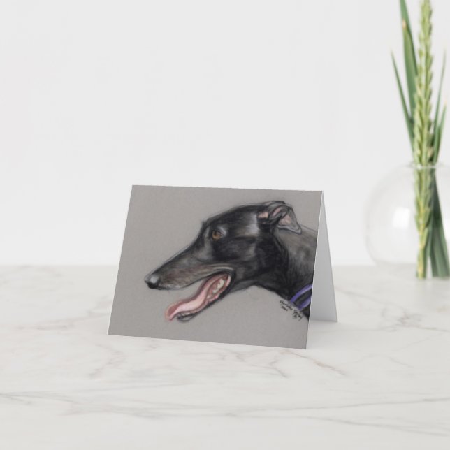 Black Greyhound Dog Art Notecard (Front)
