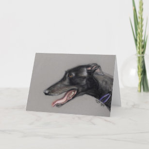 Black Greyhound Original Dog Art Greeting Card