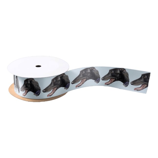 Black Greyhound Profile DogArt Ribbon (Spool)
