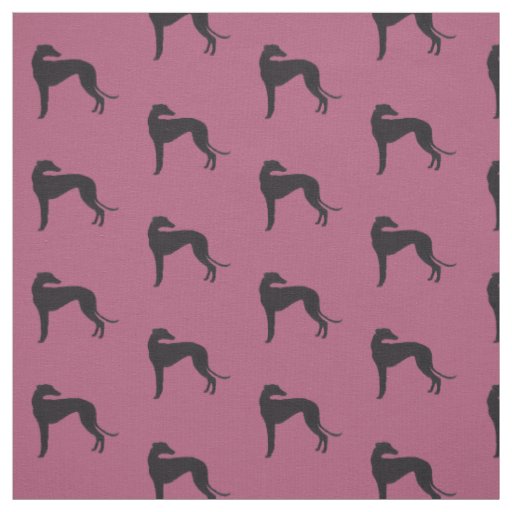 Black Greyhound Silhouette Dog Art Fabric