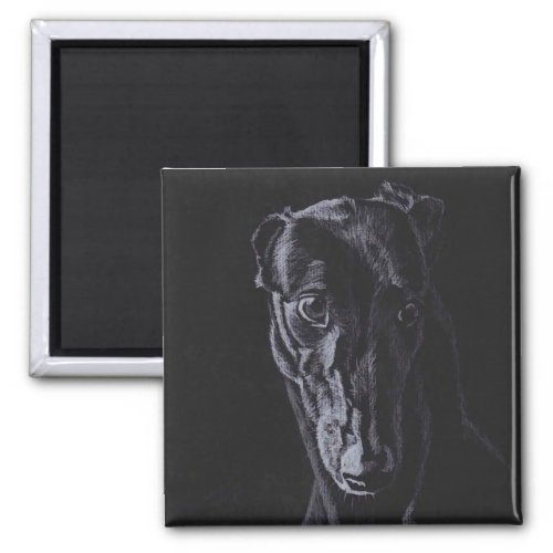 Black Greyhound Silhouette Dog Art Magnet