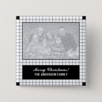 Black Grid Photo Pinback Button by morning6 at Zazzle