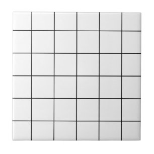 black grid , white background ceramic tile