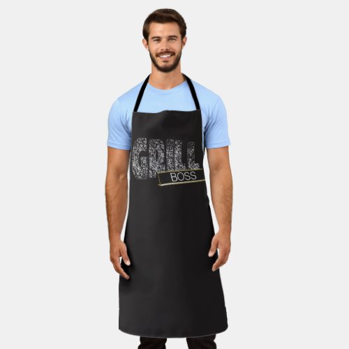 Black Grill Boss Guy in Charge of the Grill Apron