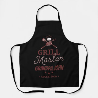 Black Grill Master Grandpa Personalized Apron