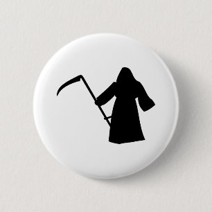 black grim reaper death icon pinback button