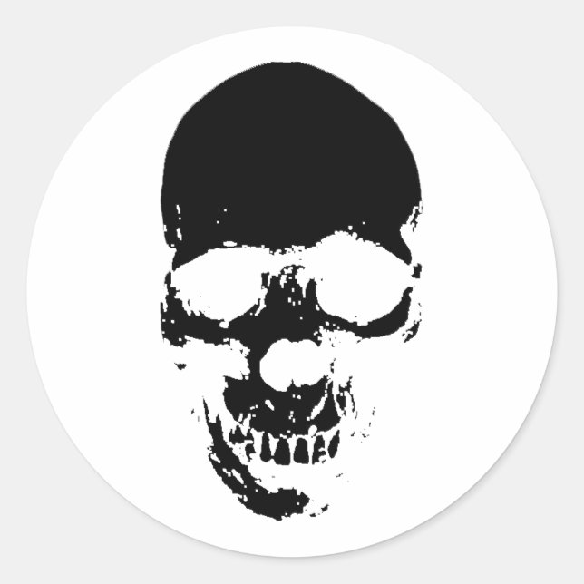 Black Grim Reaper Skull Classic Round Sticker (Front)