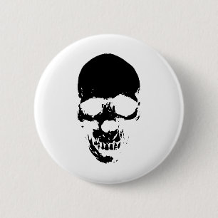 Black Grim Reaper Skull Pinback Button