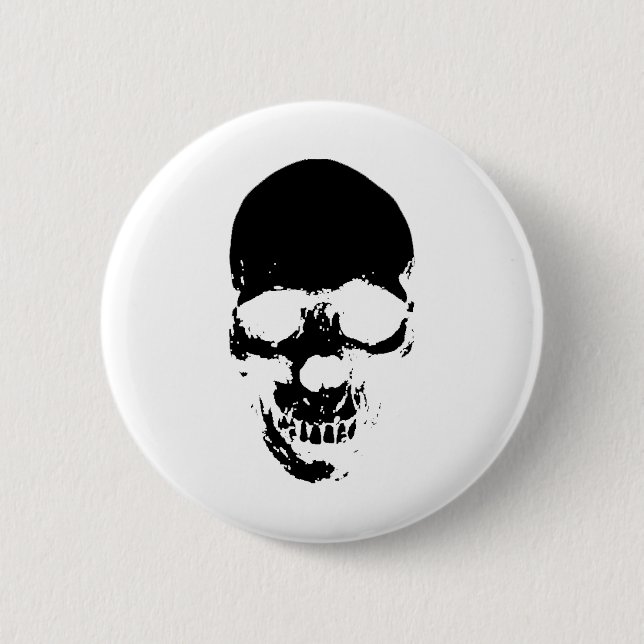 Black Grim Reaper Skull Pinback Button (Front)