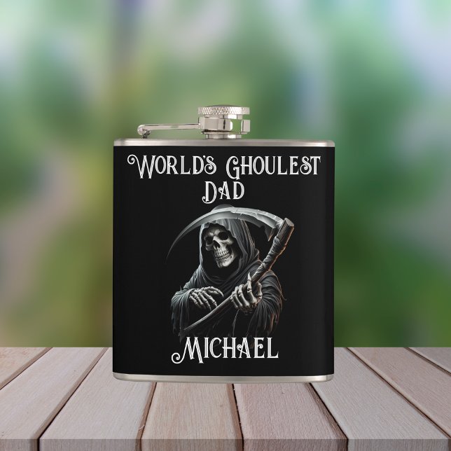 Black Grim Reaper World's Ghoulest Coolest Dad Flask (Creator Uploaded)