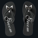 Black Grooms Bow-Tie Flip Flops<br><div class="desc">These beautiful black Grooms Bow-Tie Flip Flops will make a fun gift for any groom.</div>