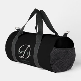 Black groomsman monogram duffle bag