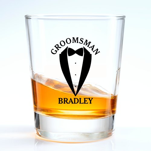 Black Groomsman Name Wedding Bachelor Party Shot Glass