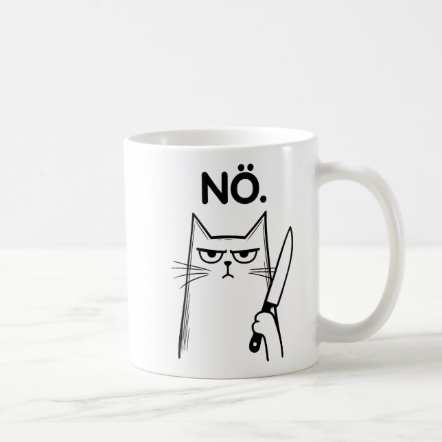 Black grumpy Cat Nope Funny Crew  Coffee Mug (Right)