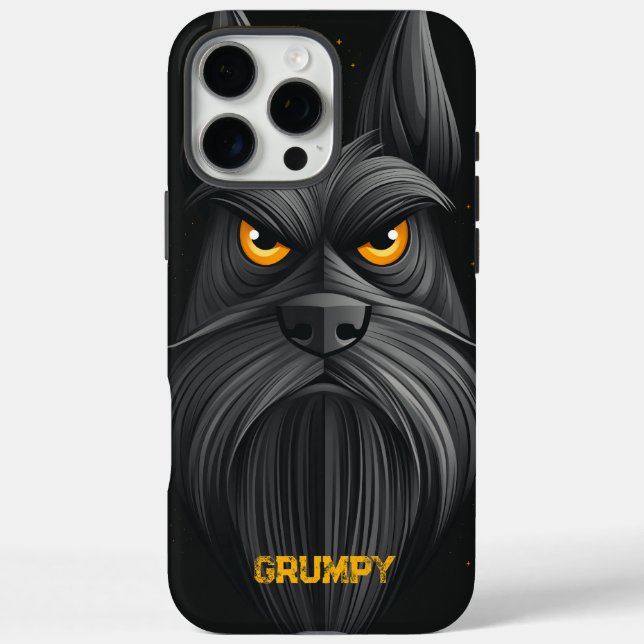 Black Grumpy Schnauzer Portrait Case-Mate iPhone Case (Back)